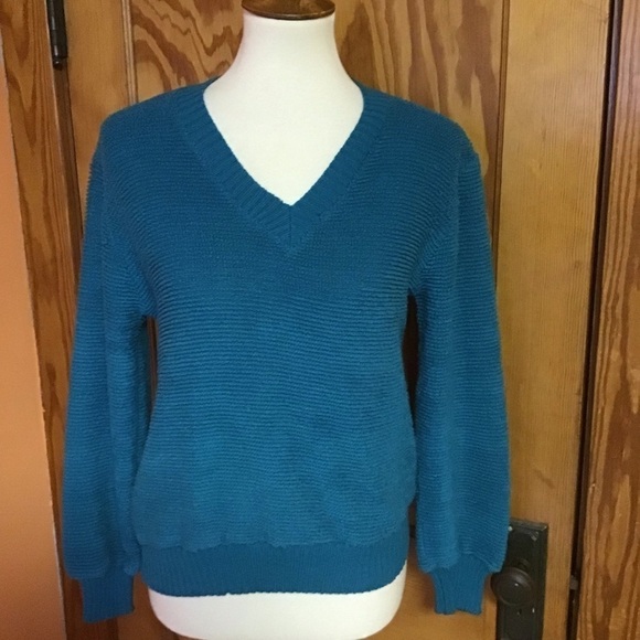 Vintage 70s v neck velour sweater - Picture 6 of 9